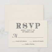 RSVP Rustic Typography Ivory White Wedding Reply Kaartje (Voorkant / Achterkant)