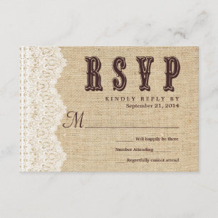 RSVP Rustic Typography Wedding Reply Kaartje