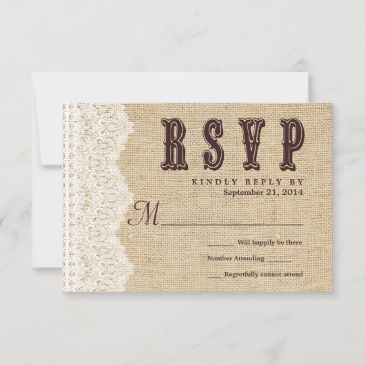 RSVP Rustic Typography Wedding Reply Kaartje (Voorkant)