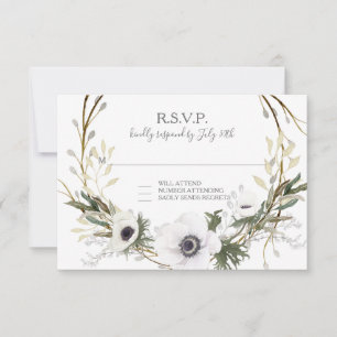 RSVP Rustic White Floral BOHO WARE Waterverf Kaartje