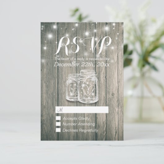 RSVP Rustic Wood en Mason Jar String Lights (Staand voorkant)