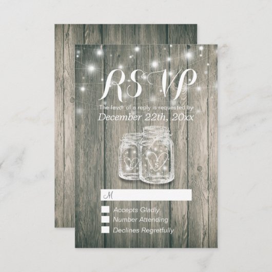 RSVP Rustic Wood en Mason Jar String Lights (Voorkant / Achterkant)