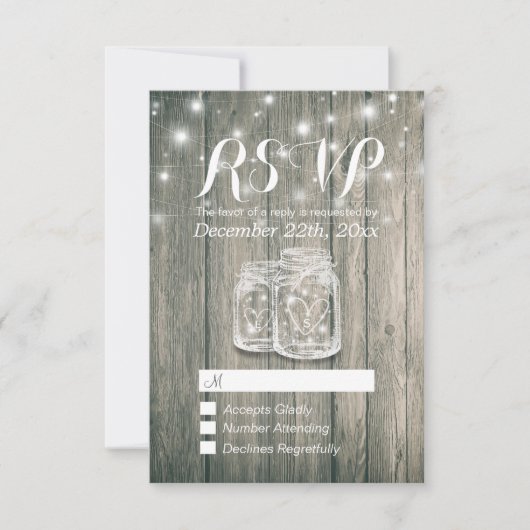 RSVP Rustic Wood en Mason Jar String Lights Kaartje (Voorkant)