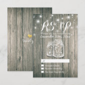 RSVP Rustic Wood en Mason Jar String Lights Kaartje (Voorkant / Achterkant)