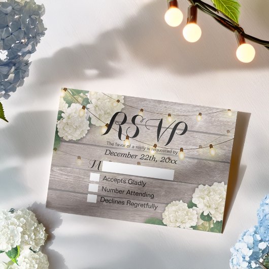 RSVP Rustic Wood Hydrangea String Lights