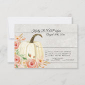 RSVP Rustieke Aquarel Bloem Wit Pompoen Houten Kaart (Voorkant)