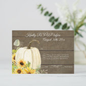 RSVP Rustieke Aquarel Bloemen Witte Pompoen Houten Kaart (Staand voorkant)