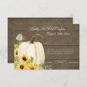 RSVP Rustieke Aquarel Bloemen Witte Pompoen Houten Kaart (Voorkant / Achterkant)