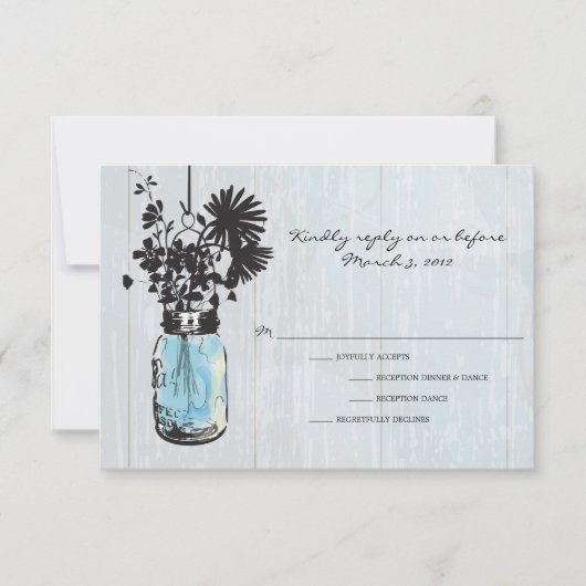 RSVP Rustieke Hanging Mason Jar Wedding (Voorkant)