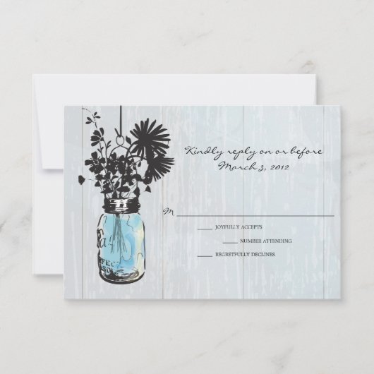 RSVP Rustieke Hanging Mason Jar Wedding Kaartje (Voorkant)