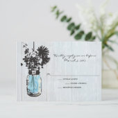 RSVP Rustieke Hanging Mason Jar Wedding Kaartje (Staand voorkant)