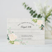 RSVP Rustieke houten waterverf kunst bloem ivoor r Kaart (Staand voorkant)