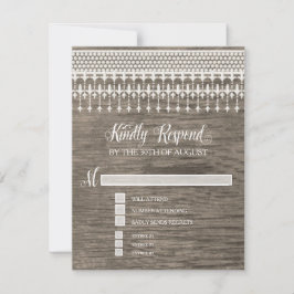 RSVP Rustieke Kant Hout Script Typografie Kaartje