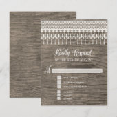 RSVP Rustieke  Kant Hout Script Typografie Kaartje (Voorkant / Achterkant)