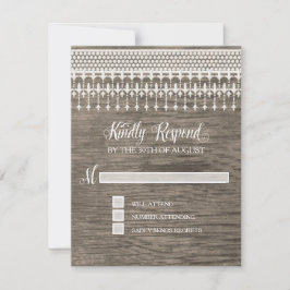 RSVP Rustieke Kant Houten Script Typografie Kaartje