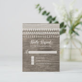 RSVP Rustieke  Kant Houten Script Typografie Kaartje (Staand voorkant)