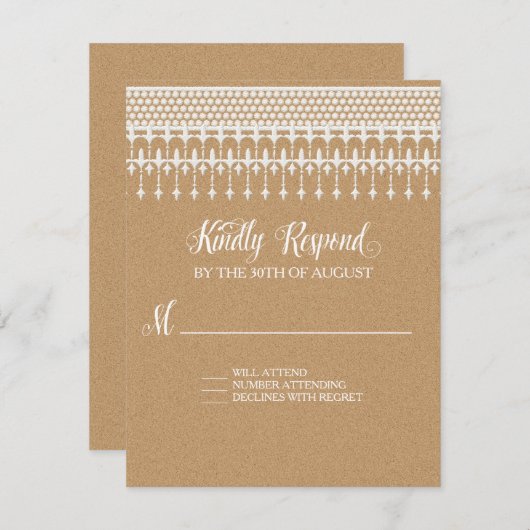 RSVP Rustieke  Kant Kraft Script Typografie (Voorkant / Achterkant)