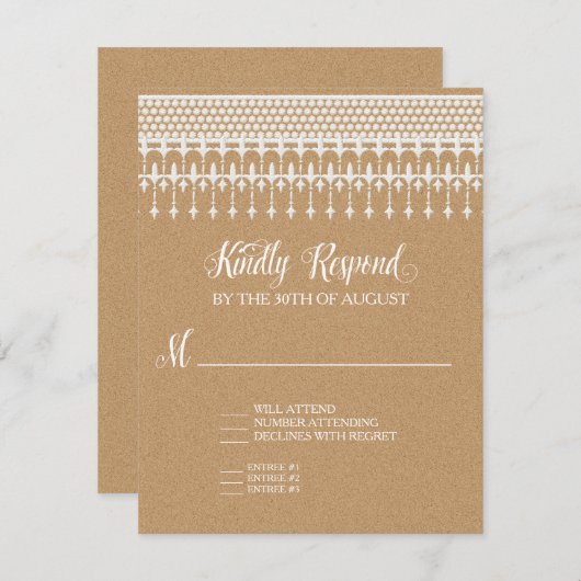 RSVP Rustieke  Kant Kraft Script Typografie (Voorkant / Achterkant)