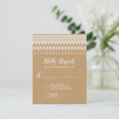 RSVP Rustieke  Kant Kraft Script Typografie Kaartje (Staand voorkant)