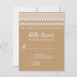 RSVP Rustieke Kant Kraft Script Typografie Kaartje