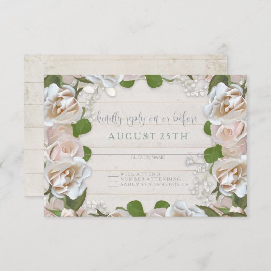 RSVP Rustieke Schuur Bloemen Krans Blush Roze Roze (Voorkant / Achterkant)