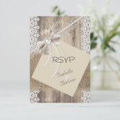 RSVP Rustig Huwelijk Beige Parel Kant Hout Jute 4 (Staand voorkant)