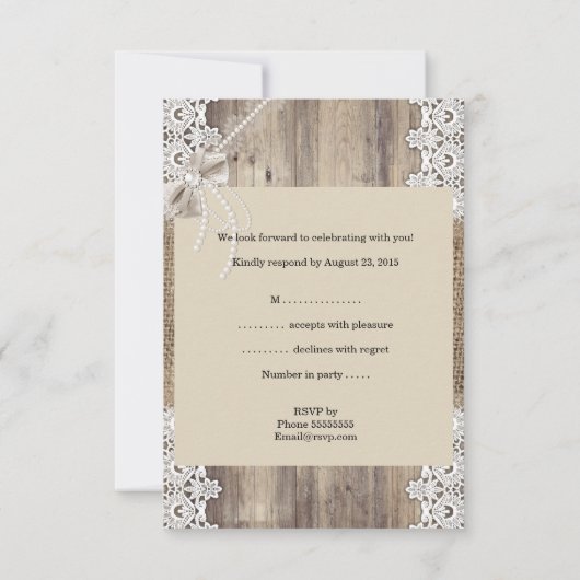 RSVP Rustig Huwelijk Beige Parel Kant Hout Jute 4 (Achterkant)