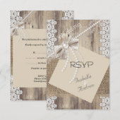 RSVP Rustig Huwelijk Beige Parel Kant Hout Jute 4 (Voorkant / Achterkant)