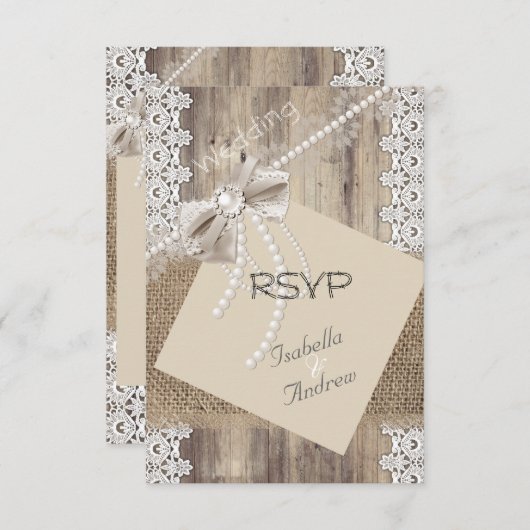 RSVP Rustige Trouw Beige Parel Kant Hout Jute 4 (Voorkant / Achterkant)