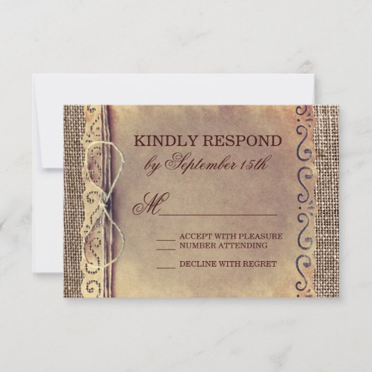 RSVP Rustisch Land  Paper Burlap Wedding (Voorkant)