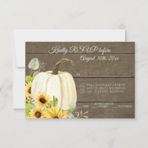 RSVP Rustische Waterverf Floral White Pumpkin Wood Kaart