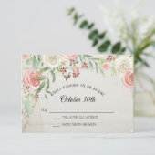 RSVP Rustische Waterverf Kunst Blush Ivory Roos Fl Kaart (Staand voorkant)