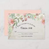 RSVP Rustische Waterverf Kunst Blush Ivory Roos Fl Kaart (Voorkant / Achterkant)