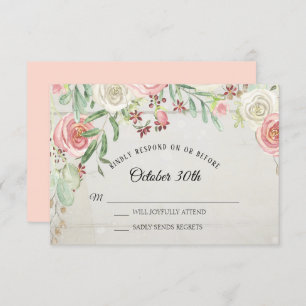 RSVP Rustische Waterverf Kunst Blush Ivory Roos Fl Kaart