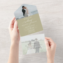 RSVP Sage Green All in One Wedding Invitation All In One Uitnodiging