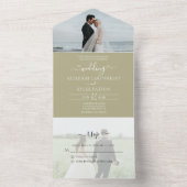 RSVP Sage Green All in One Wedding Invitation Uitnodiging (Binnen)