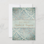 RSVP Sage Green Glimmer Damask Wedding Enclosure Kaart (Voorkant)