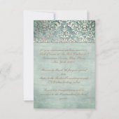 RSVP Sage Green Glimmer Damask Wedding Enclosure Kaart (Achterkant)
