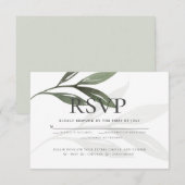 RSVP | Sage Green Waterverf Leaves Kaart (Voorkant / Achterkant)