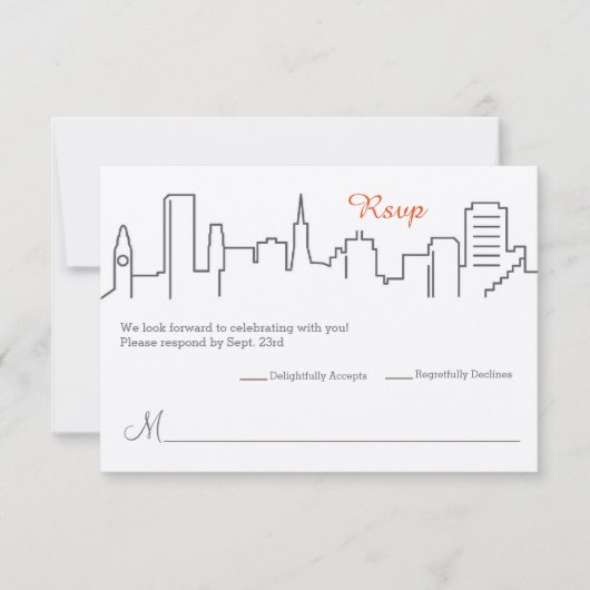 RSVP San Francisco Silhouette Bruiloft Kaart (Voorkant)