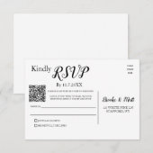 RSVP scan QR-code of kaartje met antwoord terugmai (Voorkant / Achterkant)