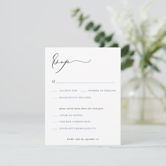 RSVP Script Classic RSVP Insert-Kaart Kaartje (Staand voorkant)