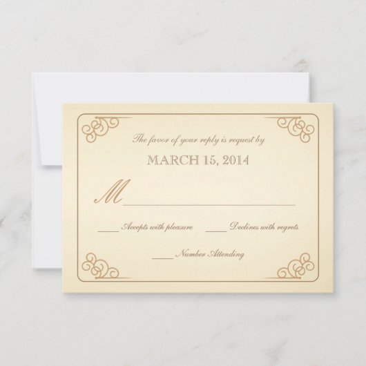 RSVP  Scrolls Moderne Wedding Reply Card (Voorkant)