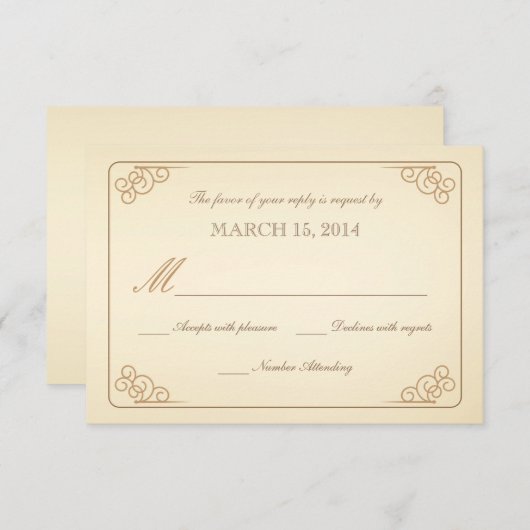 RSVP Scrolls Moderne Wedding Reply Card (Voorkant / Achterkant)