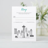 RSVP Seattle Silhouet Bruiloft Kaartje (Staand voorkant)