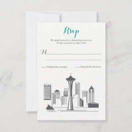 RSVP Seattle Silhouet Bruiloft Kaartje