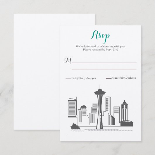 RSVP Seattle Skyline Wedding (Voorkant / Achterkant)