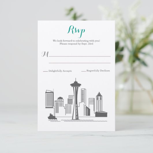 RSVP Seattle Skyline Wedding (Staand voorkant)