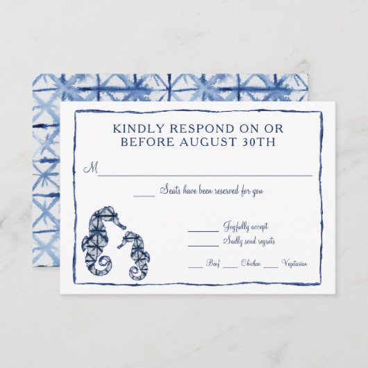RSVP Shibori Kumo Waterverf Beach Seahorse Ocean (Voorkant / Achterkant)