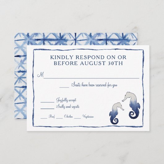 RSVP Shibori Kumo Waterverf Strand Zeepaardje Zee (Voorkant / Achterkant)